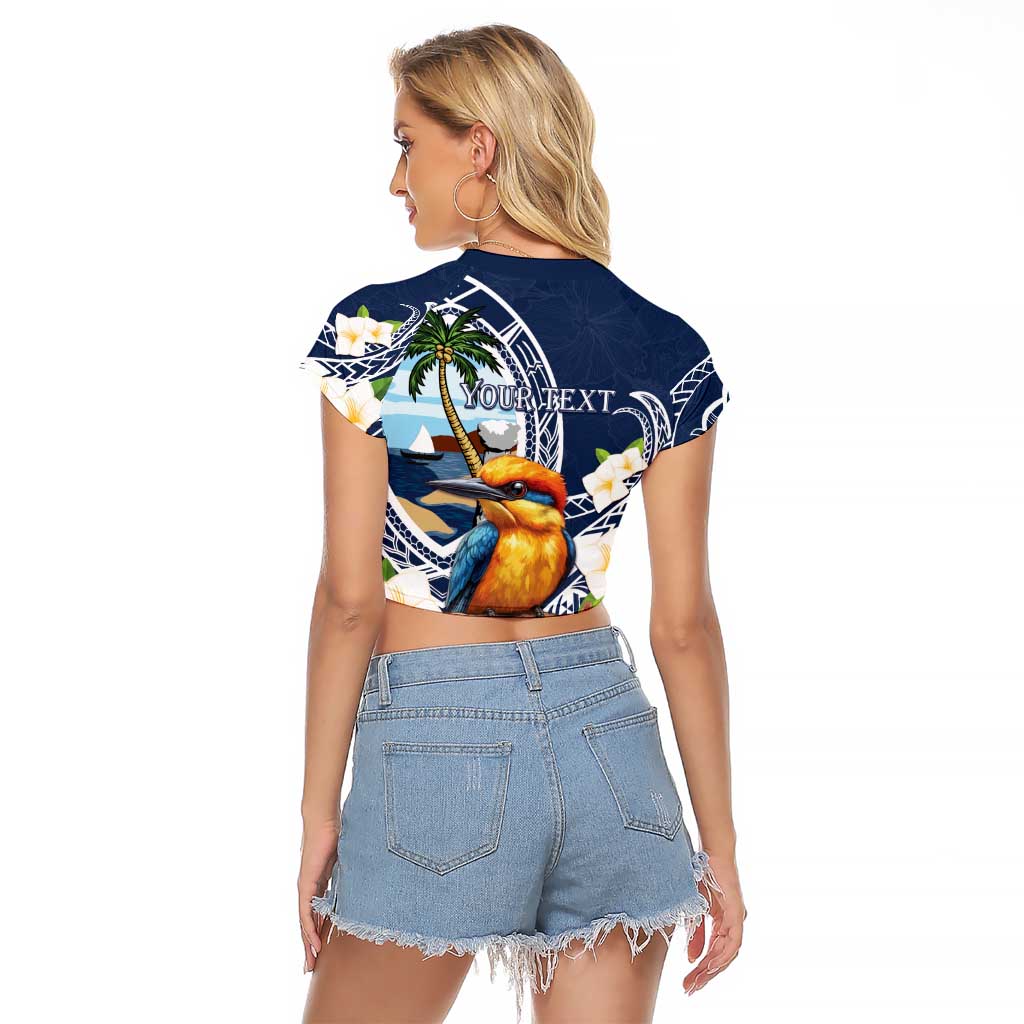 Hafa Adai Guam Raglan Cropped T Shirt Sihek Guam Kingfisher with Guasali LT7 - Polynesian Pride