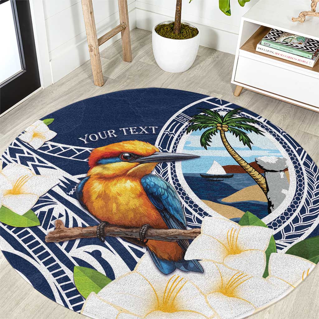 Hafa Adai Guam Round Carpet Sihek Guam Kingfisher with Guasali LT7 Navy Blue - Polynesian Pride