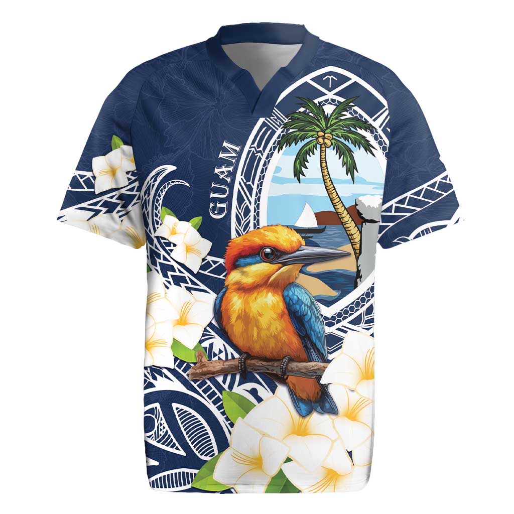 Hafa Adai Guam Rugby Jersey Sihek Guam Kingfisher with Guasali LT7 Navy Blue - Polynesian Pride