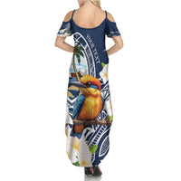 Hafa Adai Guam Summer Maxi Dress Sihek Guam Kingfisher with Guasali LT7 - Polynesian Pride