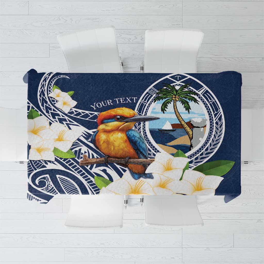 Hafa Adai Guam Tablecloth Sihek Guam Kingfisher with Guasali LT7 Navy Blue - Polynesian Pride
