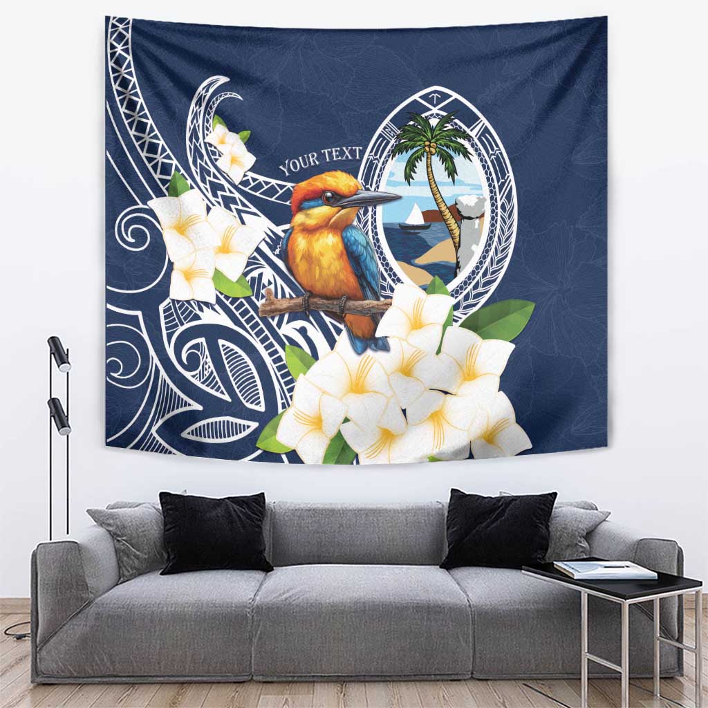 Hafa Adai Guam Tapestry Sihek Guam Kingfisher with Guasali LT7 Navy Blue - Polynesian Pride