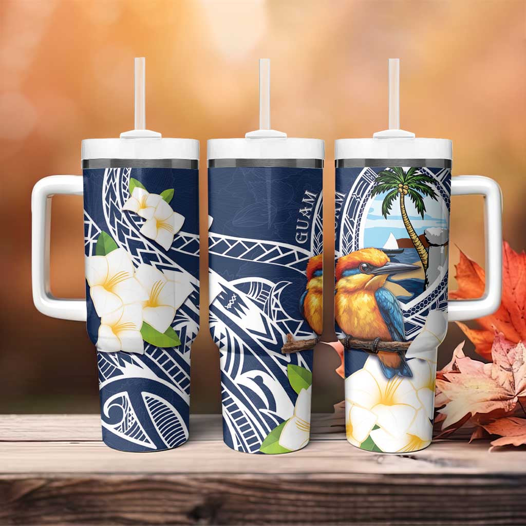 Hafa Adai Guam Tumbler With Handle Sihek Guam Kingfisher with Guasali LT7 - Polynesian Pride