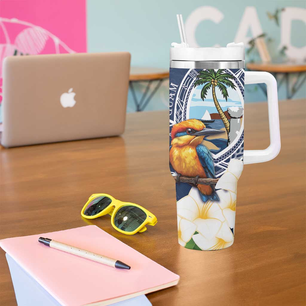 Hafa Adai Guam Tumbler With Handle Sihek Guam Kingfisher with Guasali LT7 - Polynesian Pride