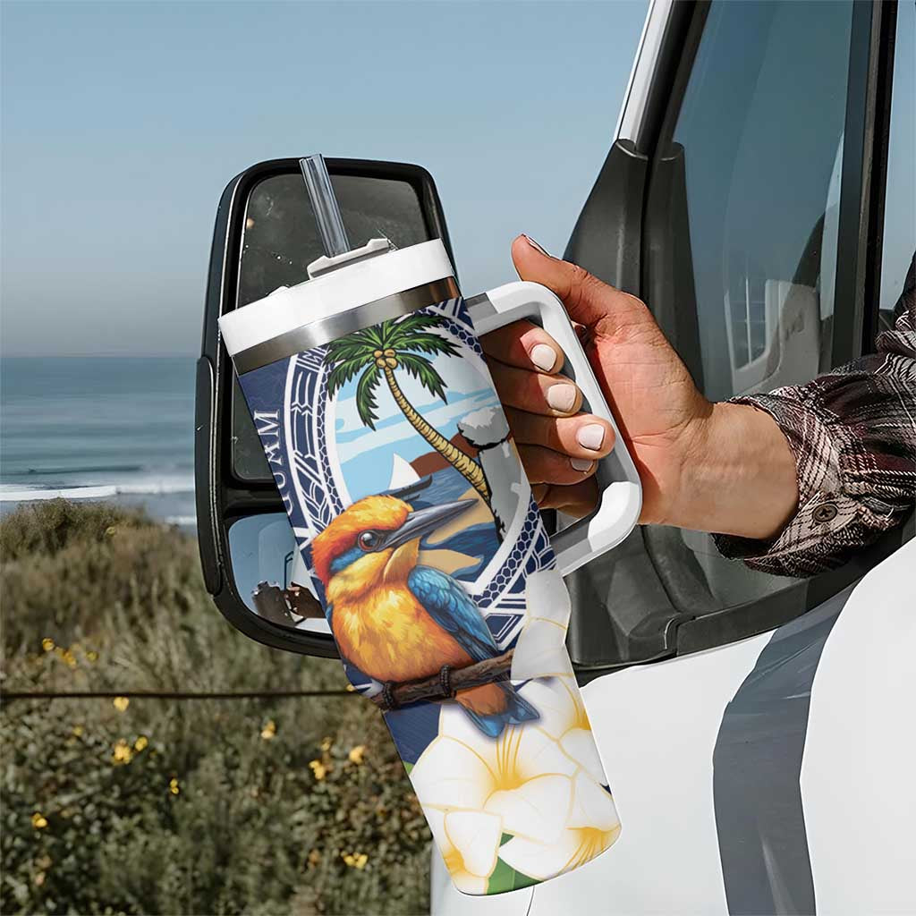 Hafa Adai Guam Tumbler With Handle Sihek Guam Kingfisher with Guasali LT7 - Polynesian Pride