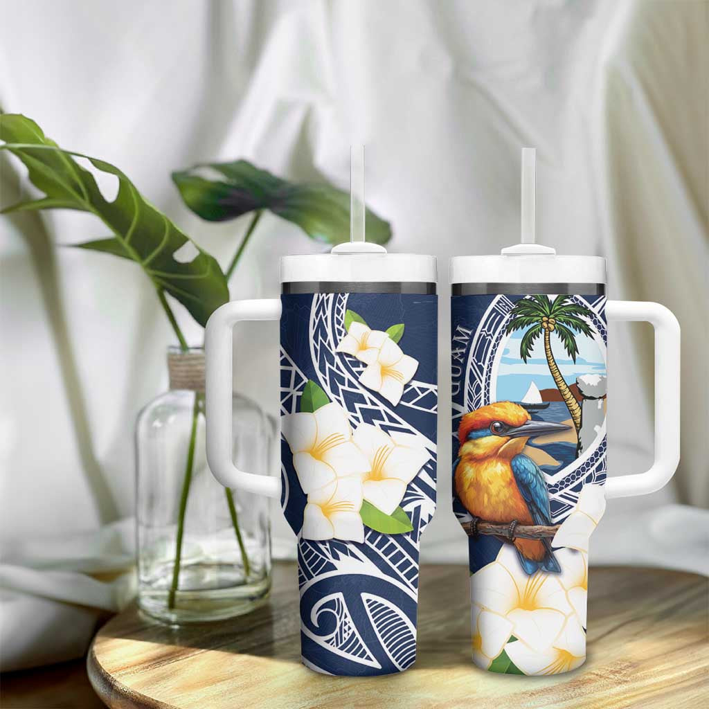 Hafa Adai Guam Tumbler With Handle Sihek Guam Kingfisher with Guasali LT7 - Polynesian Pride