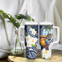 Hafa Adai Guam Tumbler With Handle Sihek Guam Kingfisher with Guasali LT7 - Polynesian Pride