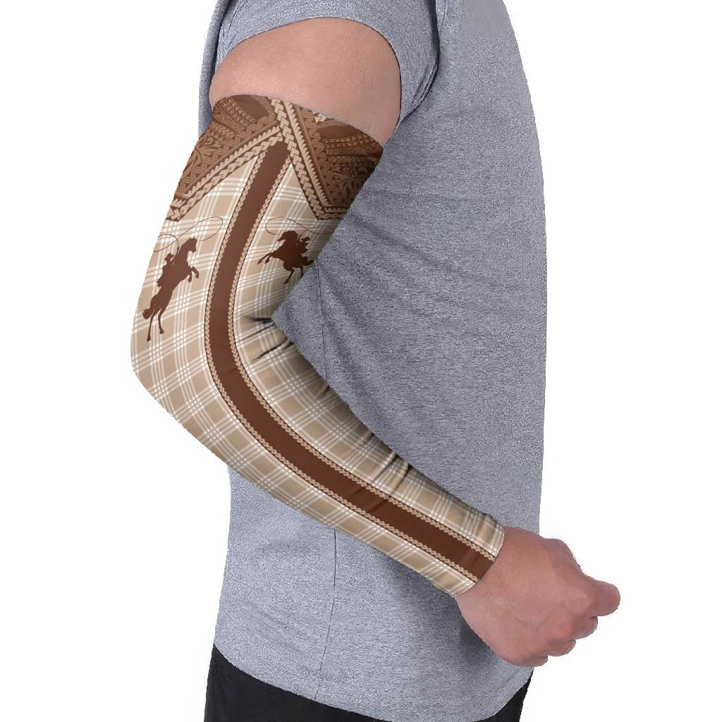 Aloha Hawaii Cowboys Paniolo Arm Sleeves Beige Palaka LT7 - Polynesian Pride