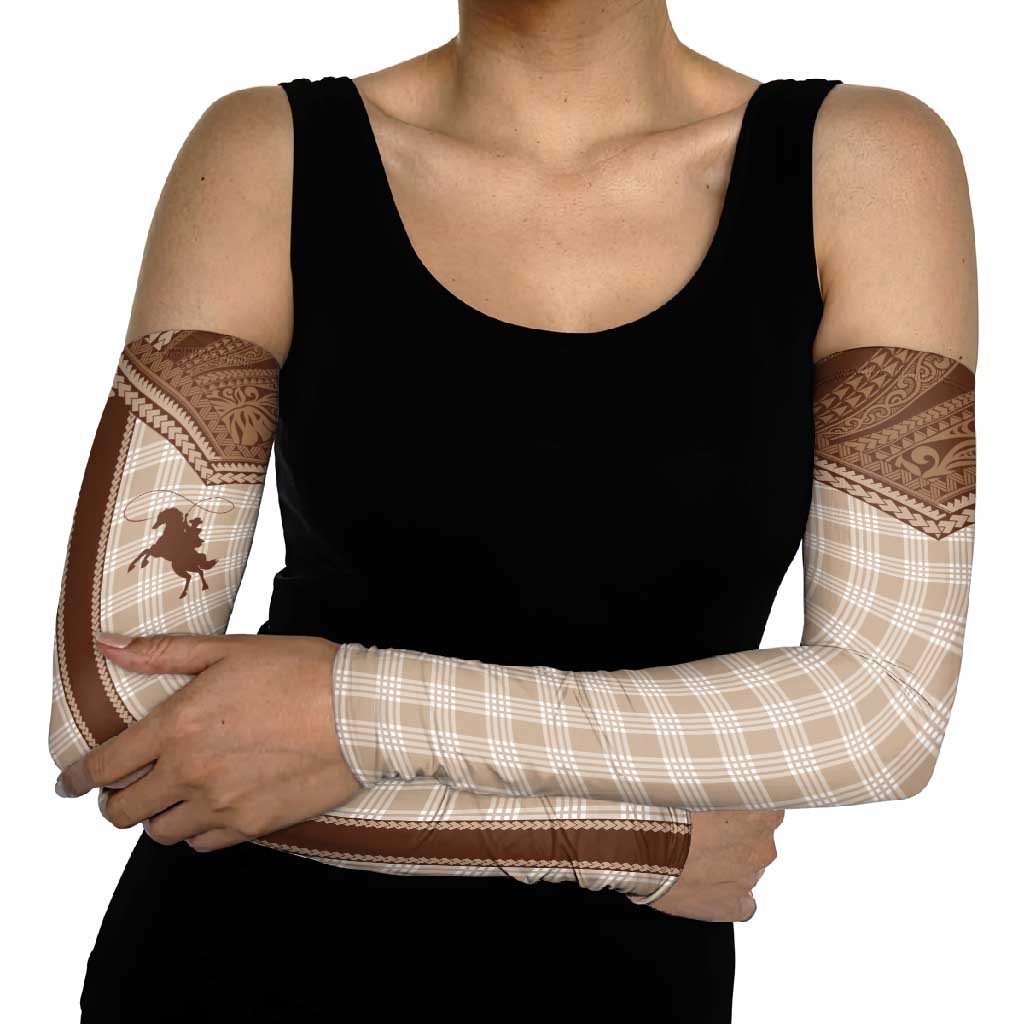 Aloha Hawaii Cowboys Paniolo Arm Sleeves Beige Palaka LT7 - Polynesian Pride