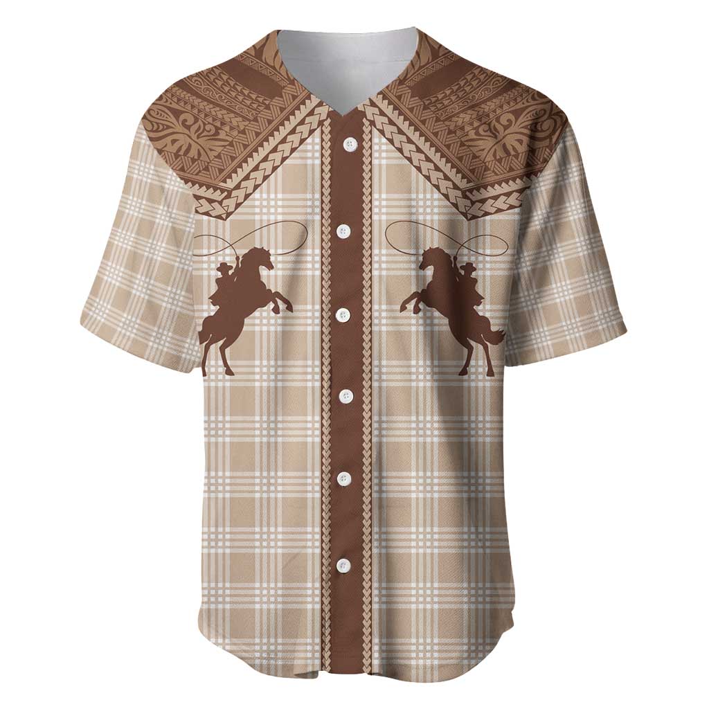 Aloha Hawaii Cowboys Paniolo Baseball Jersey Beige Palaka LT7 Beige - Polynesian Pride