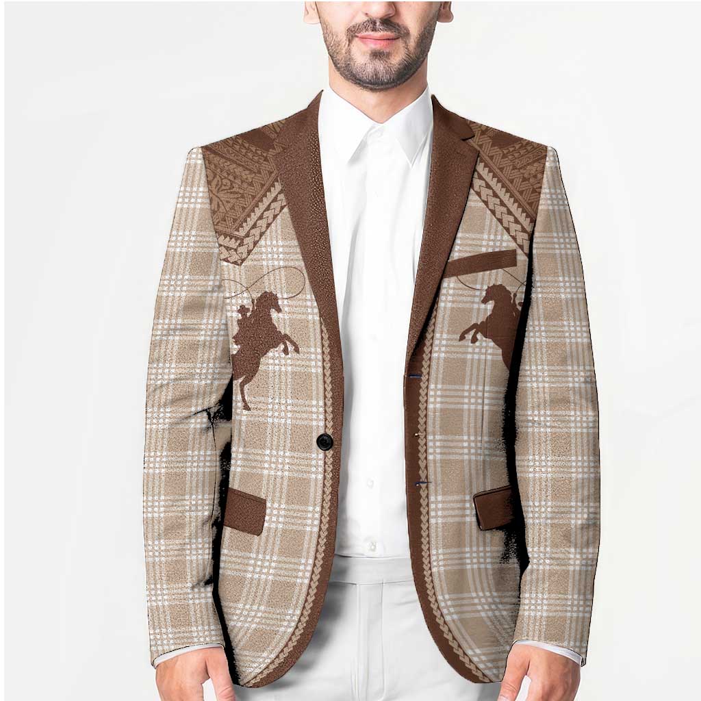 Aloha Hawaii Cowboys Paniolo Blazer Beige Palaka LT7 - Polynesian Pride
