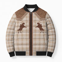 Aloha Hawaii Cowboys Paniolo Bomber Puffer Jacket Beige Palaka LT7 Unisex Beige - Polynesian Pride