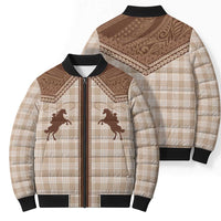 Aloha Hawaii Cowboys Paniolo Bomber Puffer Jacket Beige Palaka LT7 - Polynesian Pride