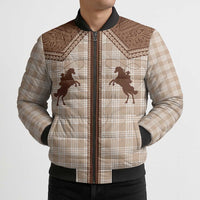 Aloha Hawaii Cowboys Paniolo Bomber Puffer Jacket Beige Palaka LT7 - Polynesian Pride
