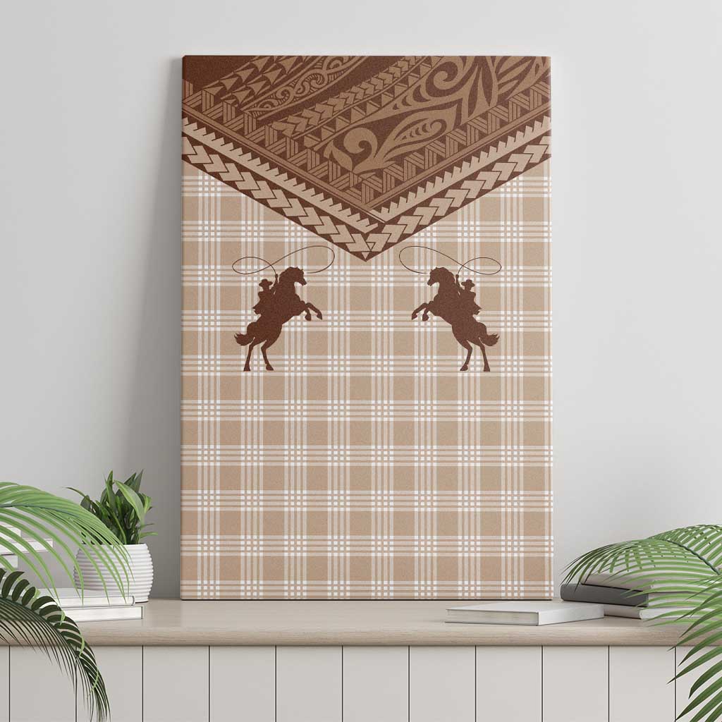 Aloha Hawaii Cowboys Paniolo Canvas Wall Art Beige Palaka LT7 - Polynesian Pride