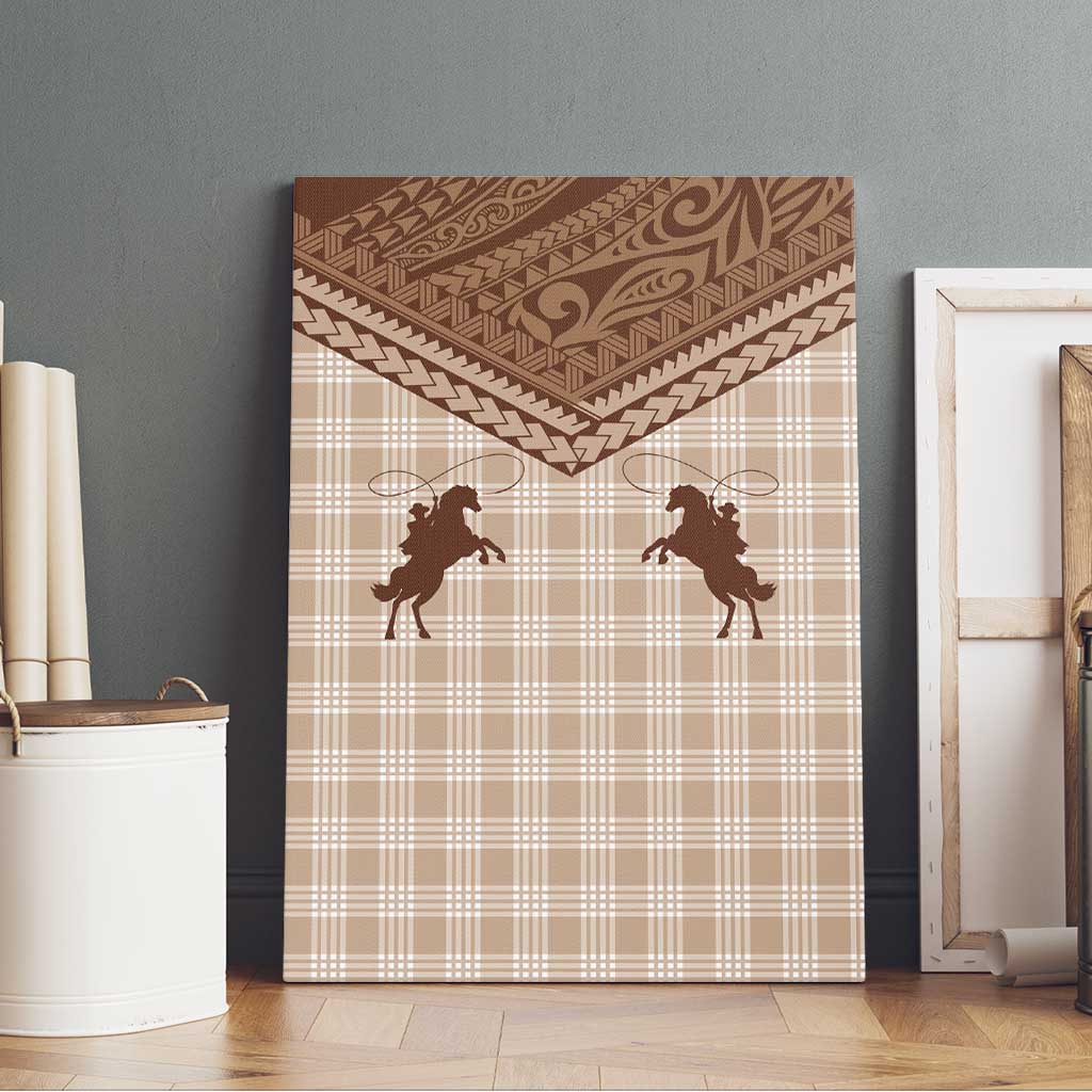Aloha Hawaii Cowboys Paniolo Canvas Wall Art Beige Palaka LT7 - Polynesian Pride