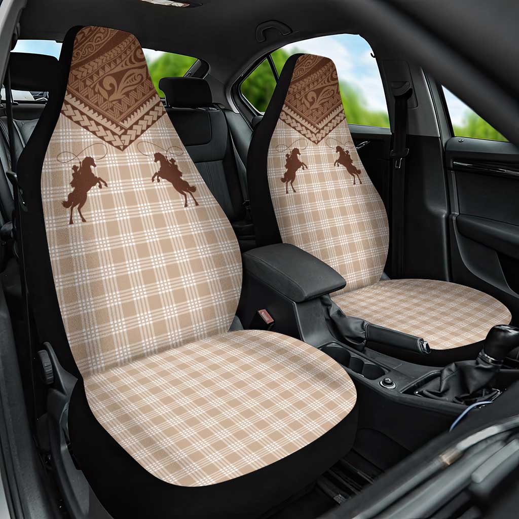 Aloha Hawaii Cowboys Paniolo Car Seat Cover Beige Palaka LT7 One Size Beige - Polynesian Pride