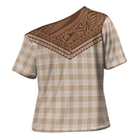 Aloha Hawaii Cowboys Paniolo Cross Shoulder Shirt Beige Palaka LT7 - Polynesian Pride