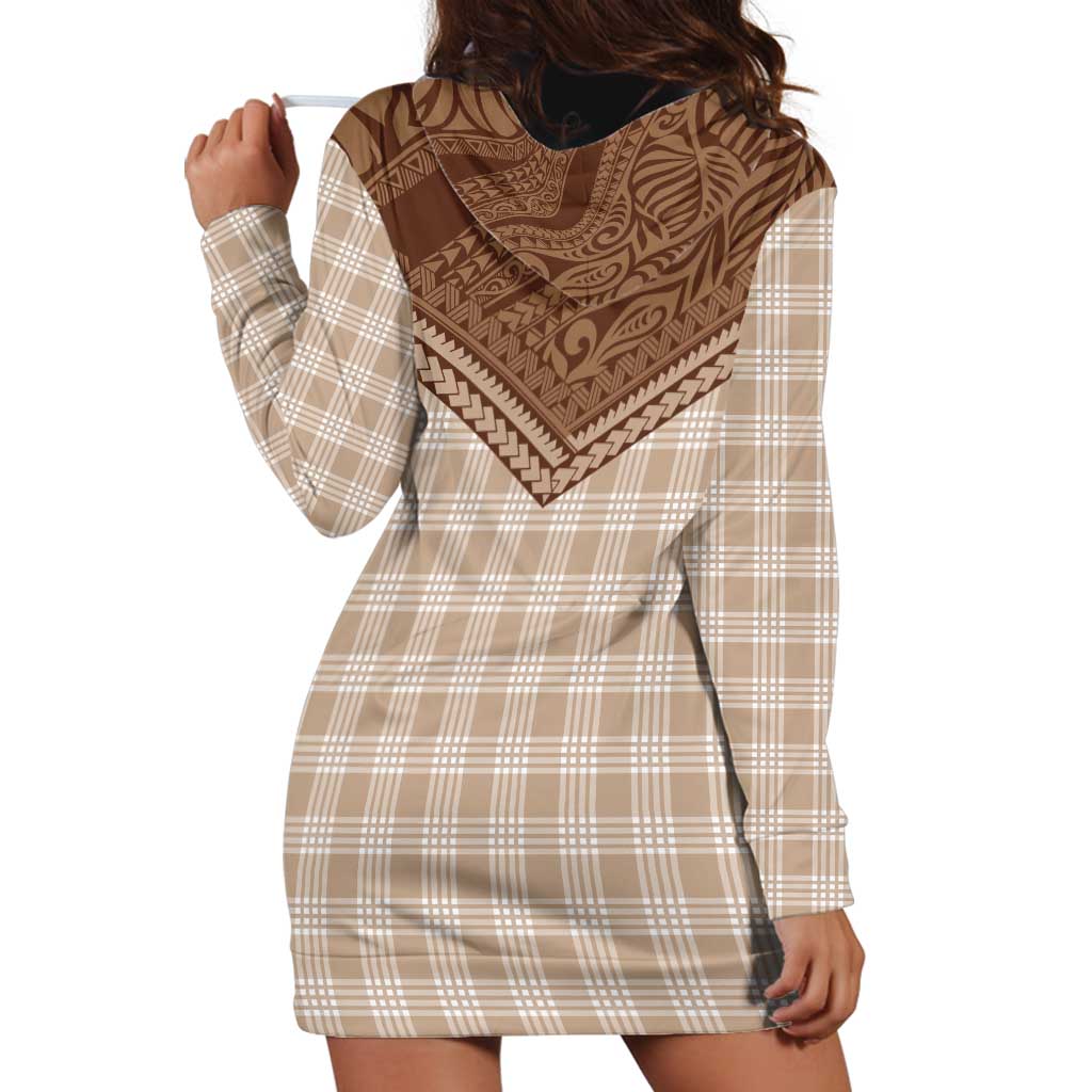 Aloha Hawaii Cowboys Paniolo Hoodie Dress Beige Palaka LT7 - Polynesian Pride