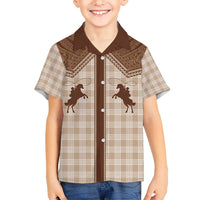 Aloha Hawaii Cowboys Paniolo Kid Hawaiian Shirt Beige Palaka LT7 Kid Beige - Polynesian Pride