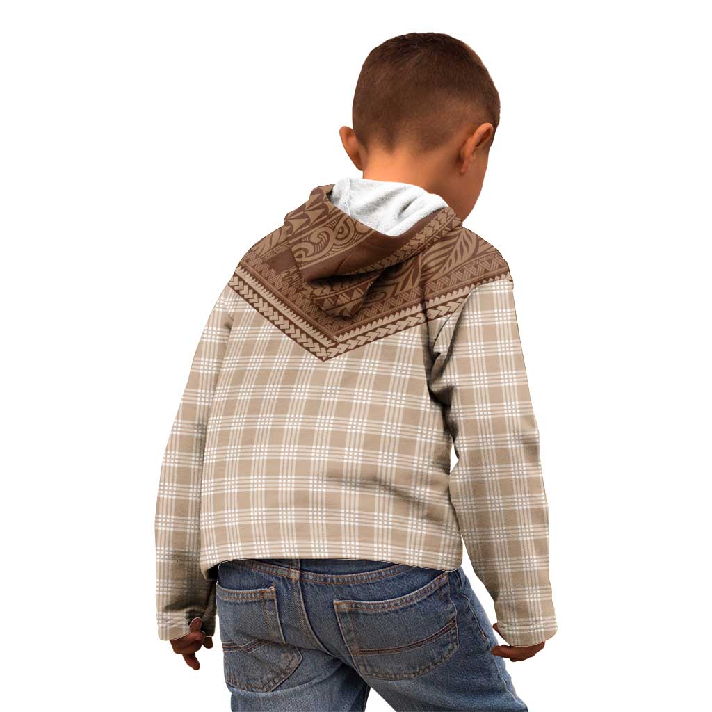 Aloha Hawaii Cowboys Paniolo Kid Hoodie Beige Palaka LT7 - Polynesian Pride