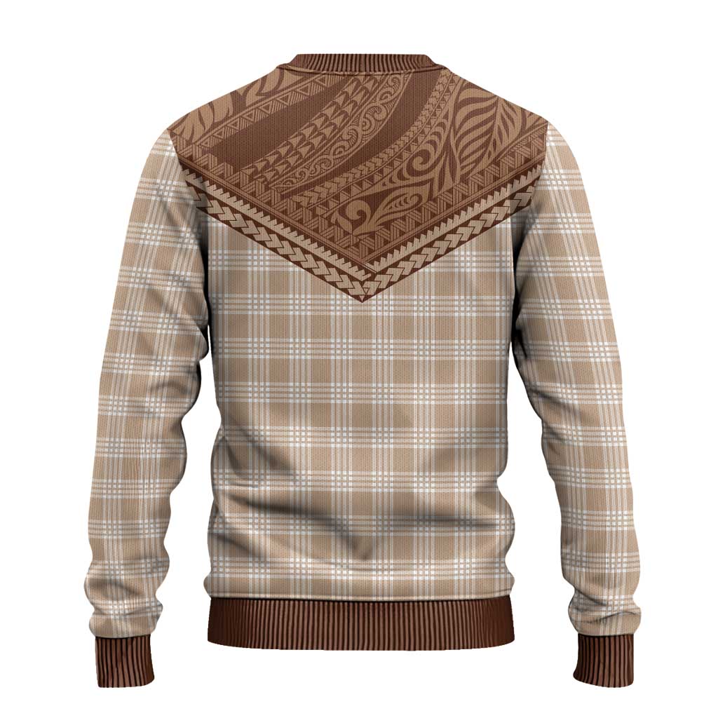 Aloha Hawaii Cowboys Paniolo Ugly Christmas Sweater Beige Palaka LT7 - Polynesian Pride