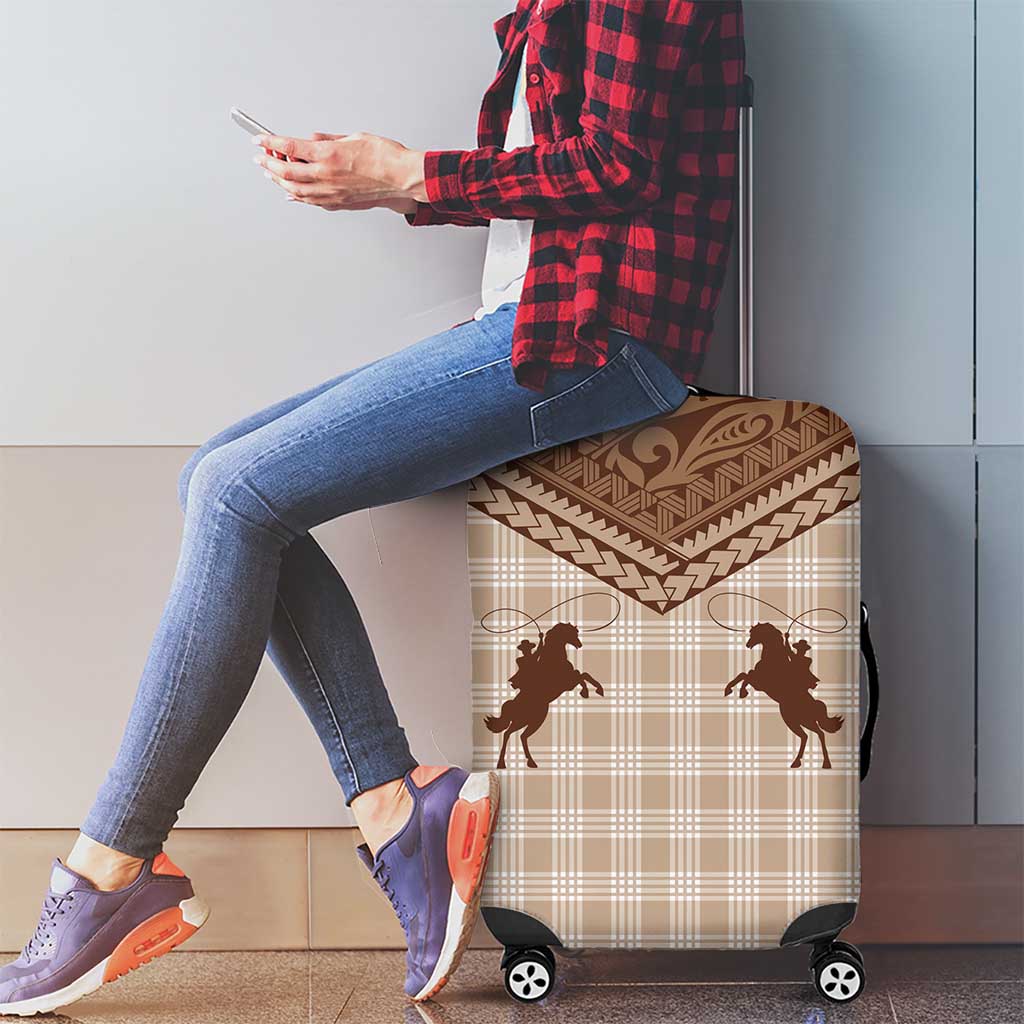 Aloha Hawaii Cowboys Paniolo Luggage Cover Beige Palaka LT7 - Polynesian Pride