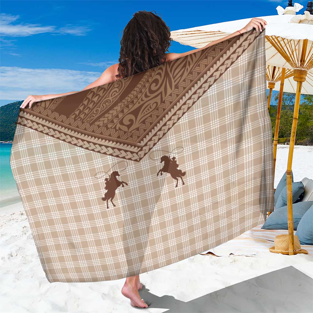 Aloha Hawaii Cowboys Paniolo Sarong Beige Palaka LT7 One Size 44 x 66 inches Beige - Polynesian Pride