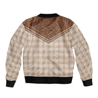 Aloha Hawaii Cowboys Paniolo Sleeve Zip Bomber Jacket Beige Palaka LT7 - Polynesian Pride