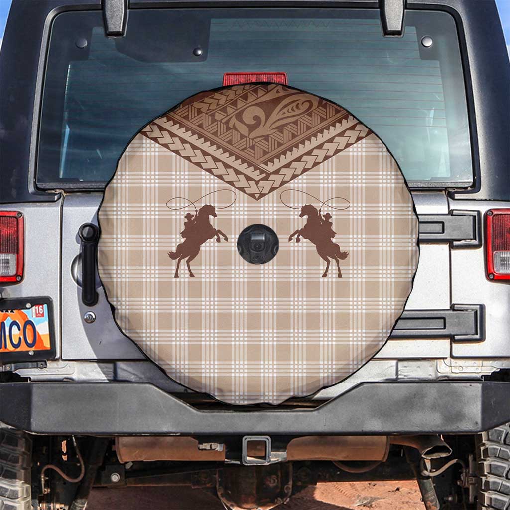 Aloha Hawaii Cowboys Paniolo Spare Tire Cover Beige Palaka LT7 Beige - Polynesian Pride