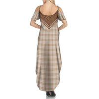 Aloha Hawaii Cowboys Paniolo Summer Maxi Dress Beige Palaka LT7 - Polynesian Pride