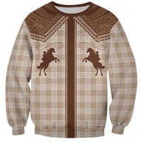 Aloha Hawaii Cowboys Paniolo Sweatshirt Beige Palaka LT7 Unisex Beige - Polynesian Pride