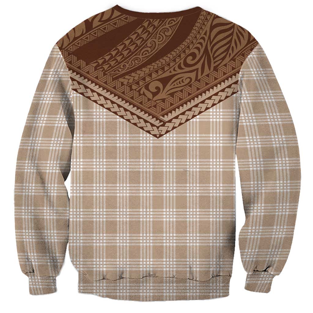 Aloha Hawaii Cowboys Paniolo Sweatshirt Beige Palaka LT7 - Polynesian Pride