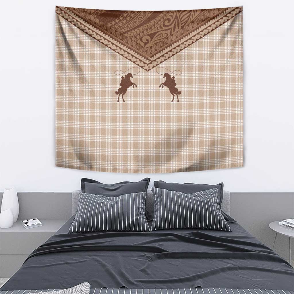 Aloha Hawaii Cowboys Paniolo Tapestry Beige Palaka LT7 - Polynesian Pride