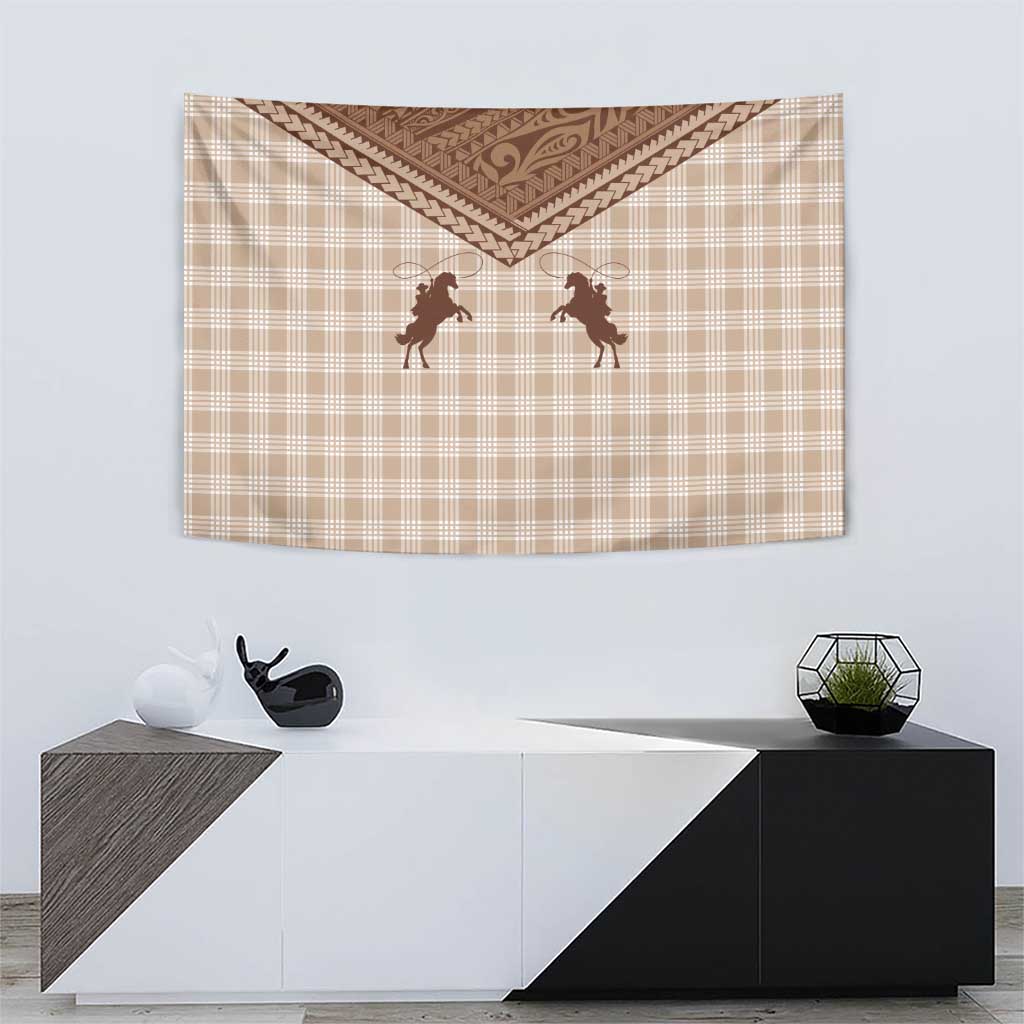 Aloha Hawaii Cowboys Paniolo Tapestry Beige Palaka LT7 - Polynesian Pride
