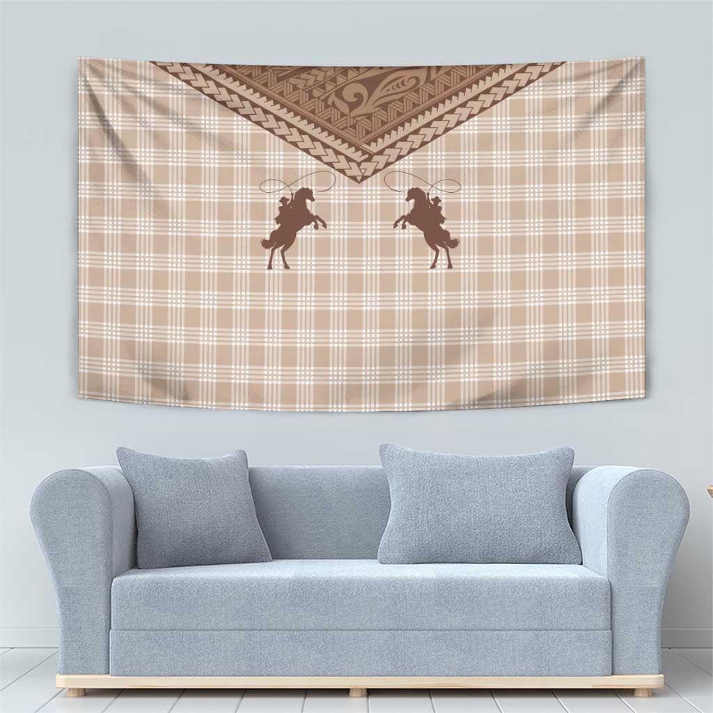 Aloha Hawaii Cowboys Paniolo Tapestry Beige Palaka LT7 - Polynesian Pride