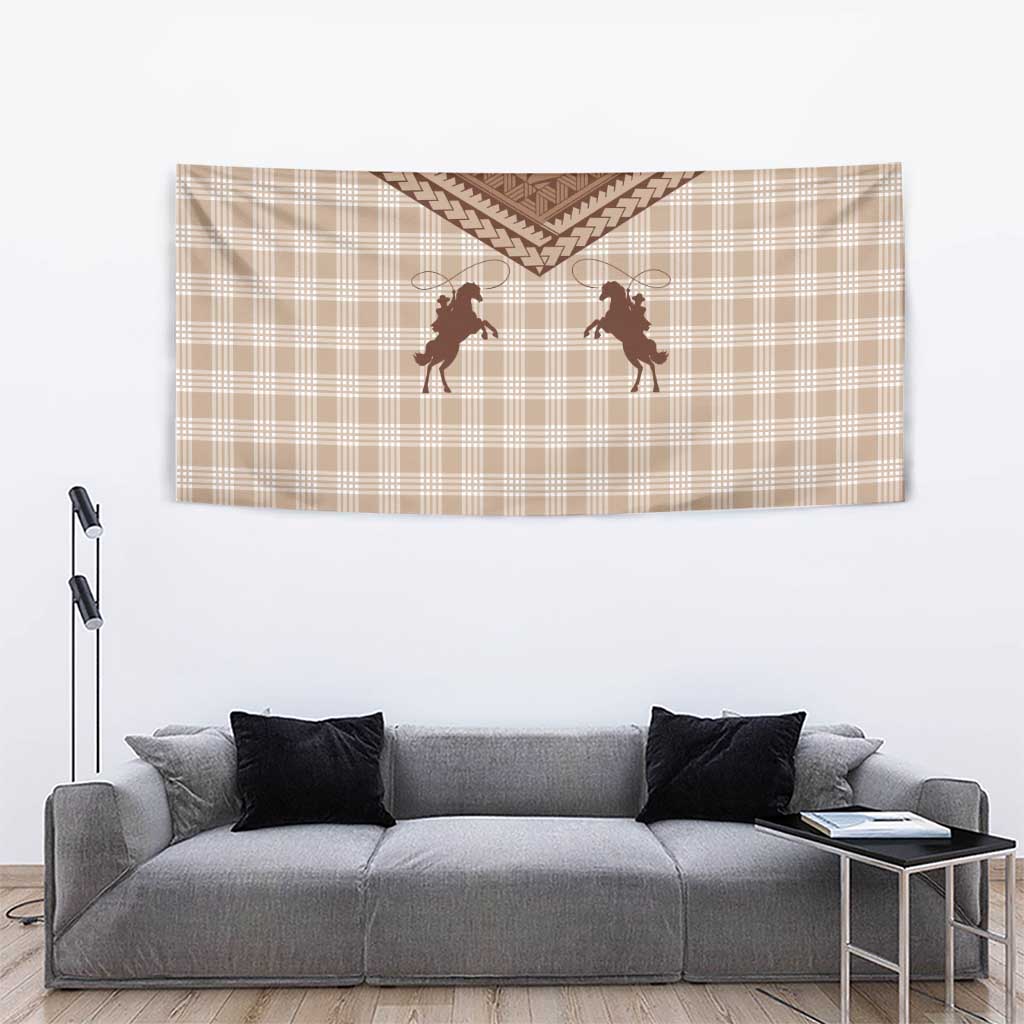 Aloha Hawaii Cowboys Paniolo Tapestry Beige Palaka LT7 - Polynesian Pride