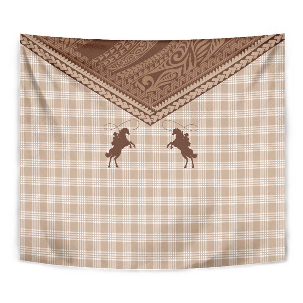 Aloha Hawaii Cowboys Paniolo Tapestry Beige Palaka LT7 - Polynesian Pride