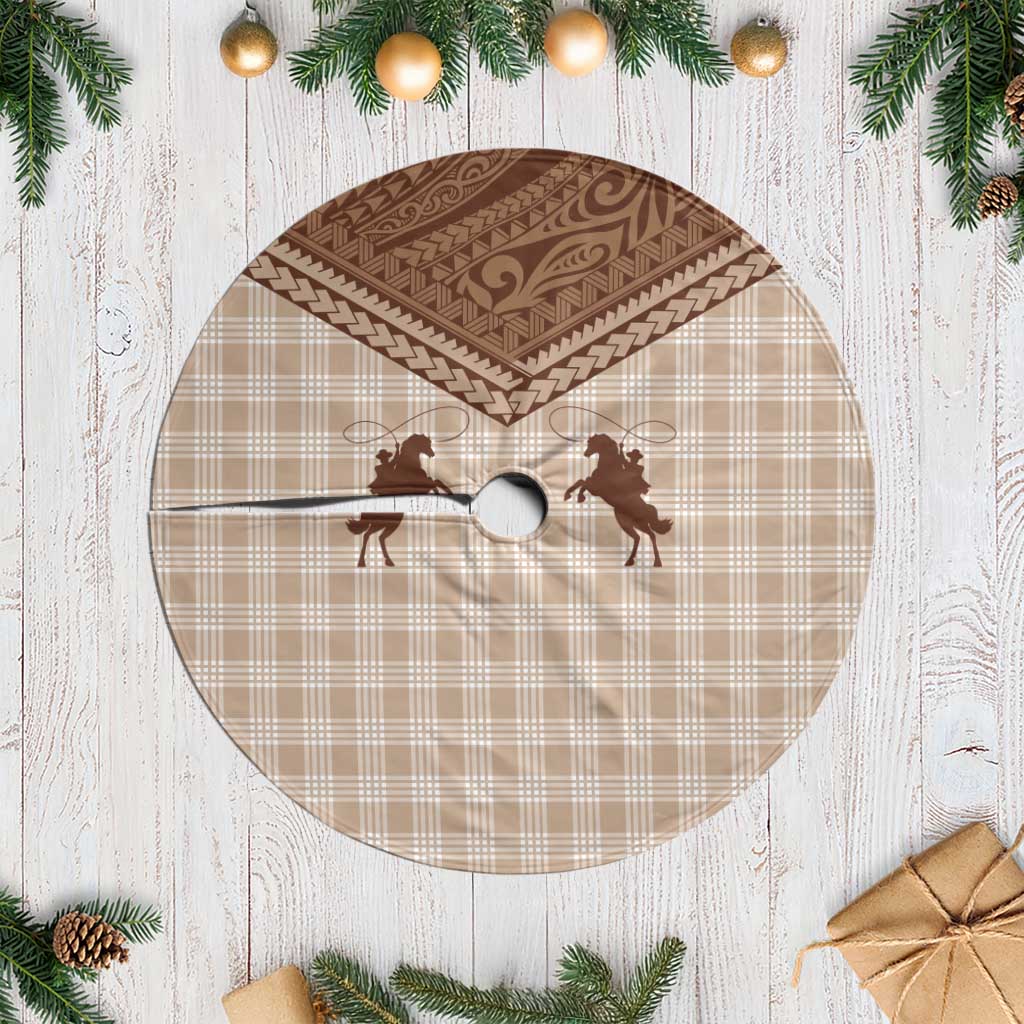 Aloha Hawaii Cowboys Paniolo Tree Skirt Beige Palaka LT7 Casual Beige - Polynesian Pride