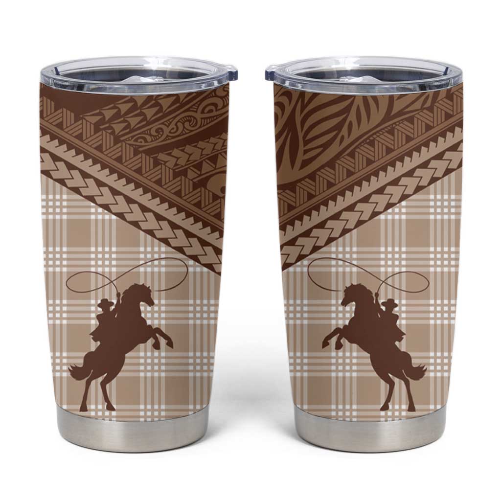 Aloha Hawaii Cowboys Paniolo Tumbler Cup Beige Palaka LT7 Beige - Polynesian Pride