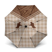 Aloha Hawaii Cowboys Paniolo Umbrella Beige Palaka LT7 One Size Folded 11.42 inch Opened Diameter 37.4 inch Beige - Polynesian Pride