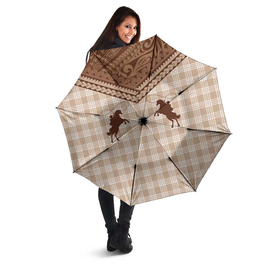 Aloha Hawaii Cowboys Paniolo Umbrella Beige Palaka LT7 - Polynesian Pride