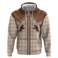 Aloha Hawaii Cowboys Paniolo Zip Hoodie Beige Palaka LT7 Zip Hoodie Beige - Polynesian Pride