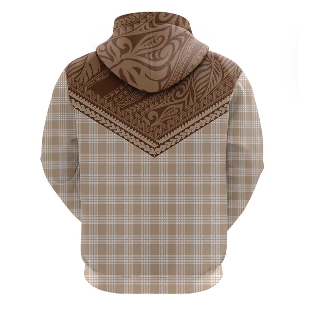 Aloha Hawaii Cowboys Paniolo Zip Hoodie Beige Palaka LT7 - Polynesian Pride