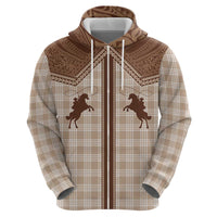 Aloha Hawaii Cowboys Paniolo Zip Hoodie Beige Palaka LT7 - Polynesian Pride