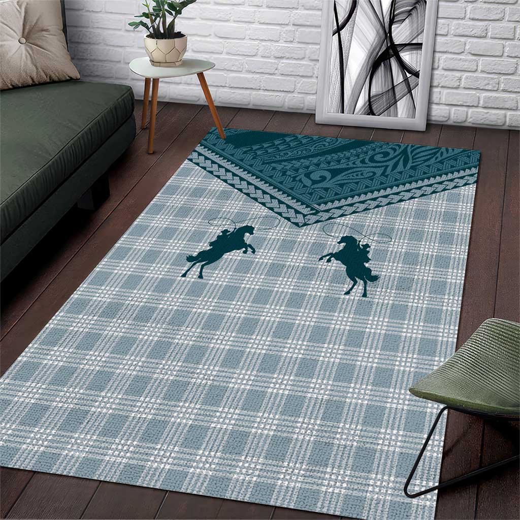 Aloha Hawaii Cowboys Paniolo Area Rug Teal Palaka LT7 Teal - Polynesian Pride