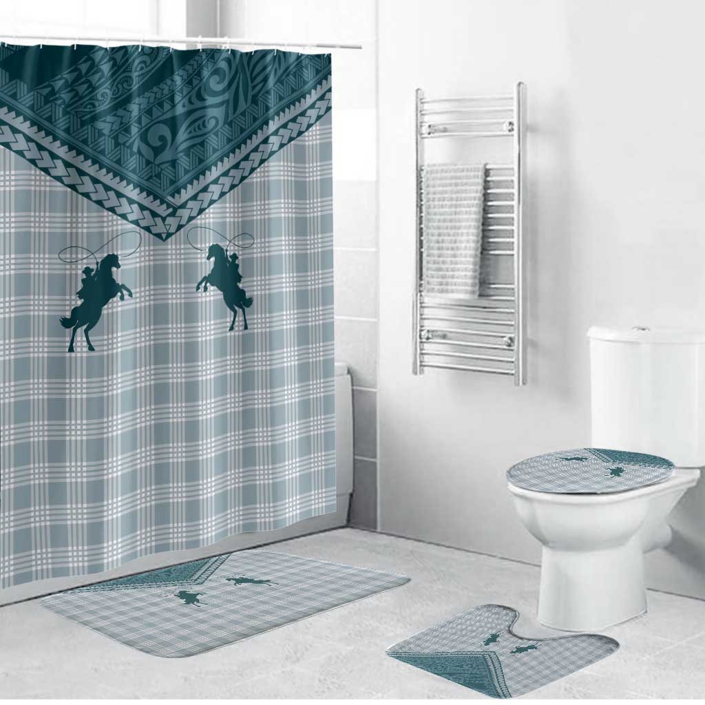 Aloha Hawaii Cowboys Paniolo Bathroom Set Teal Palaka LT7 Bathroom Set (4 pcs) Teal - Polynesian Pride