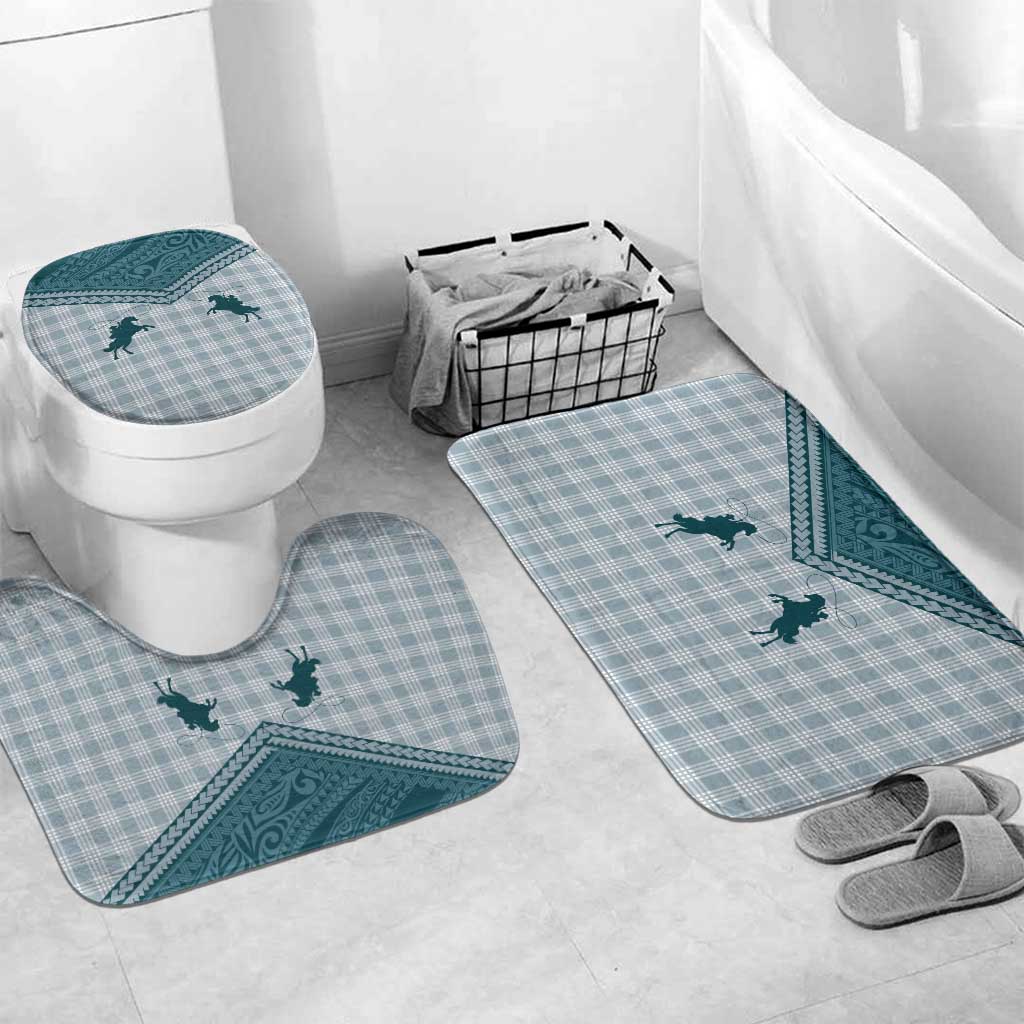 Aloha Hawaii Cowboys Paniolo Bathroom Set Teal Palaka LT7 Mat Set Only (3 pcs) One Size Teal - Polynesian Pride