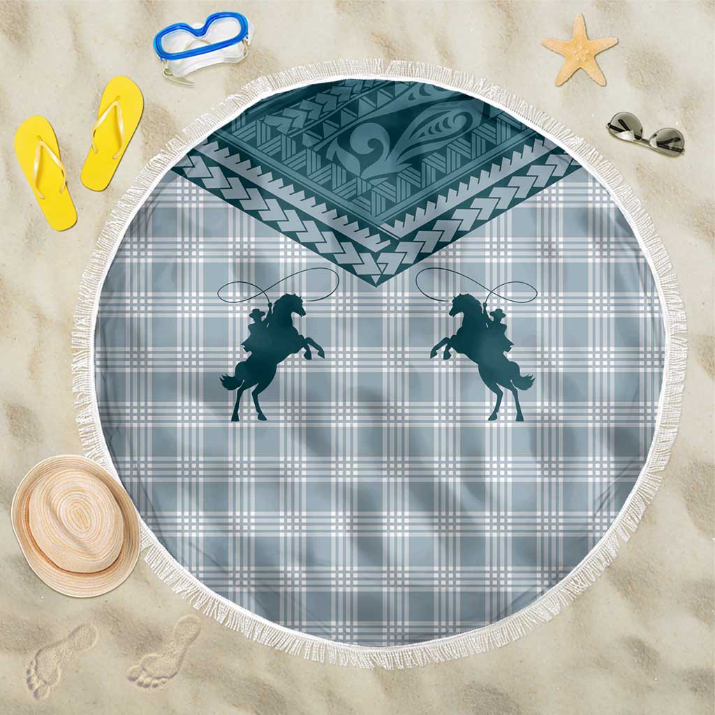 Aloha Hawaii Cowboys Paniolo Beach Blanket Teal Palaka LT7 One Size 150cm Teal - Polynesian Pride