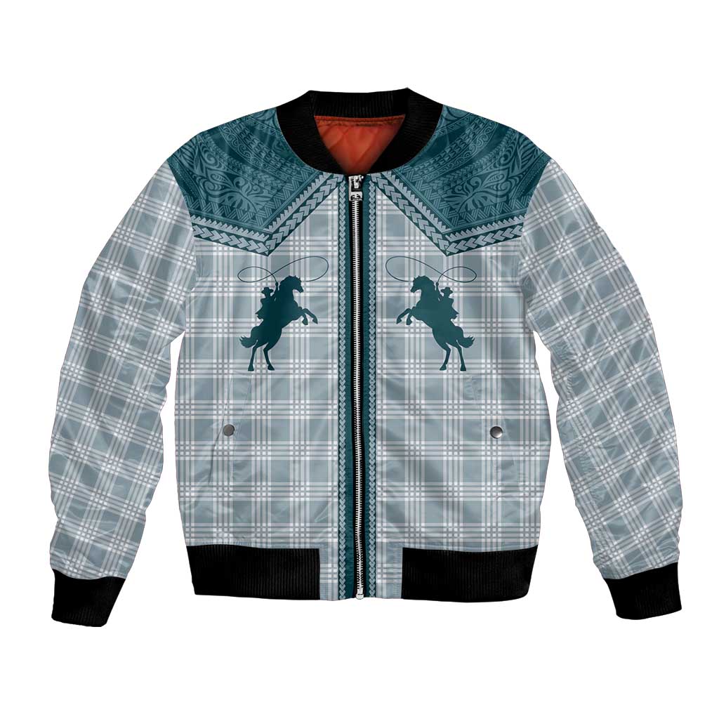 Aloha Hawaii Cowboys Paniolo Bomber Jacket Teal Palaka LT7 Unisex Teal - Polynesian Pride